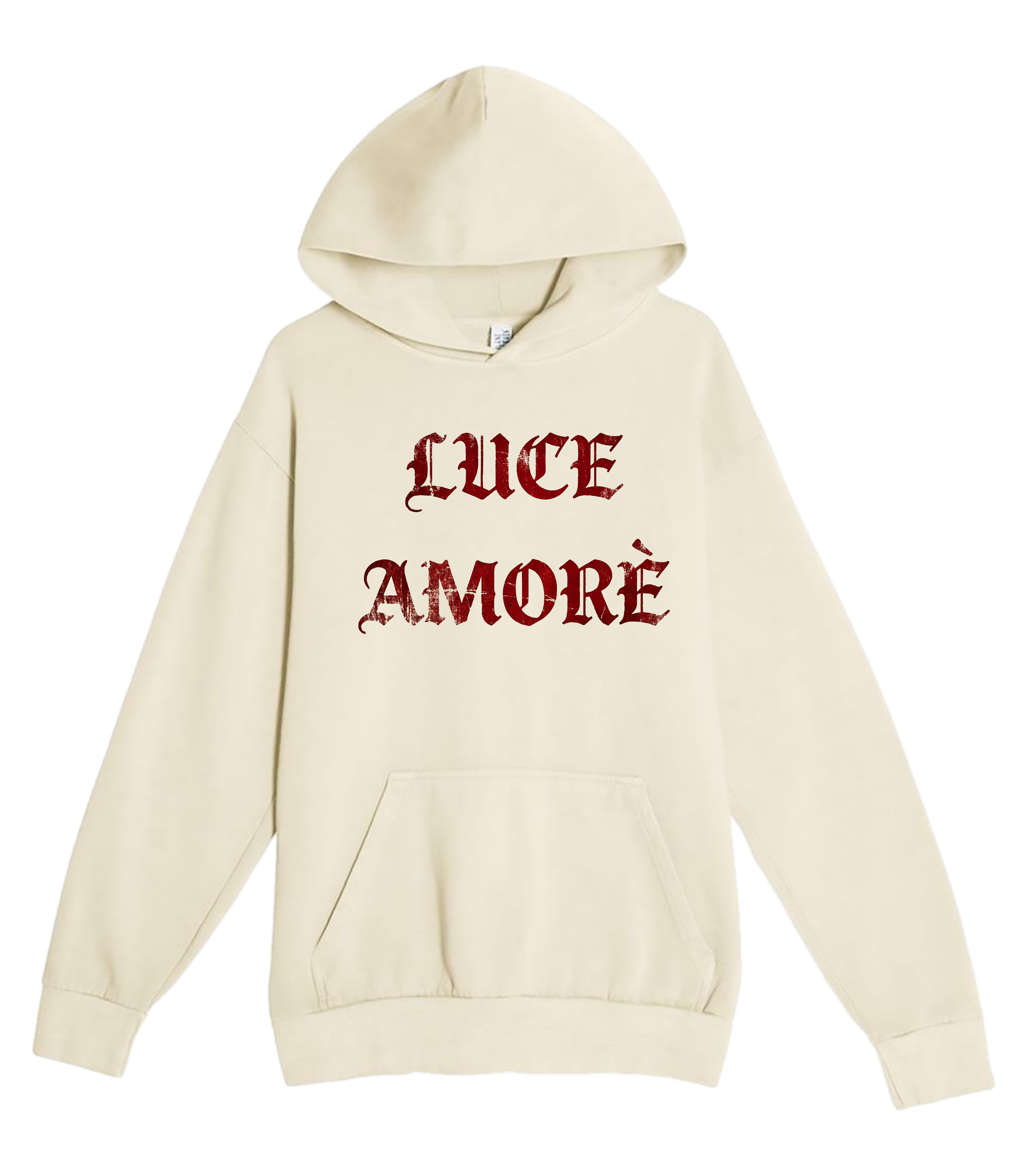 Luce Amorè Vintage Text Heavyweight Cream Hoodie